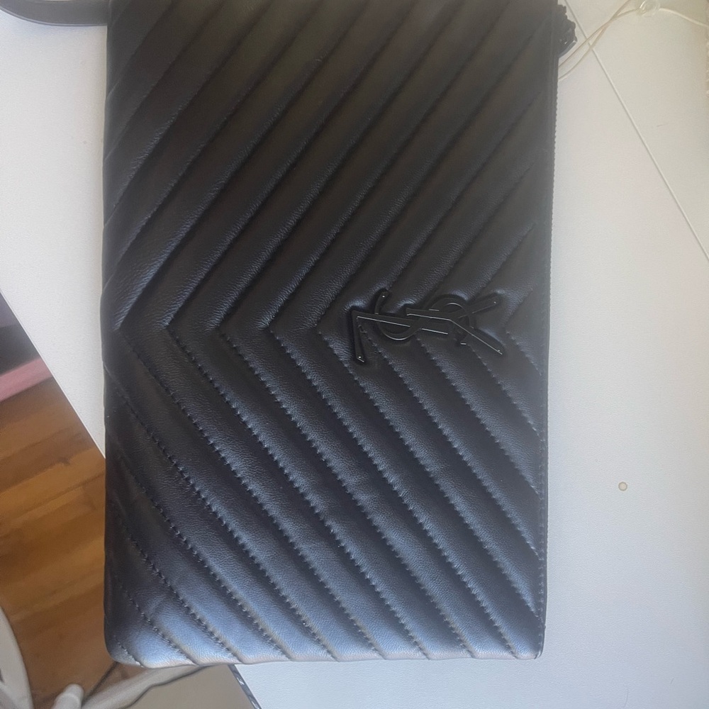 YSL Monogram Small Black Leather Pouch - Picture 2 of 9
